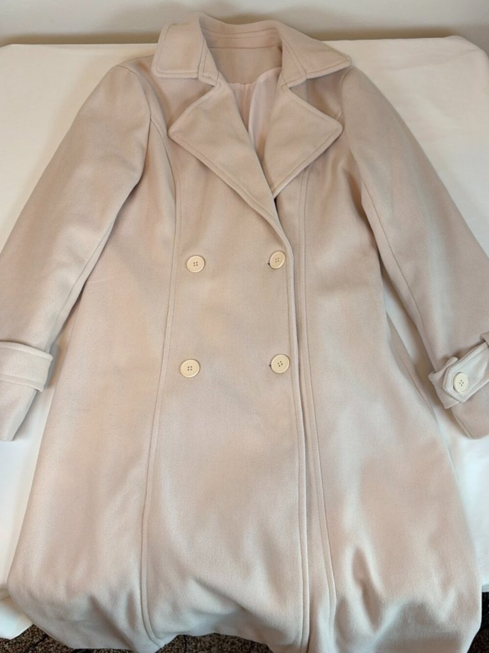 Mid Length Lapel Single Breasted Trench Coat Women's M Pink